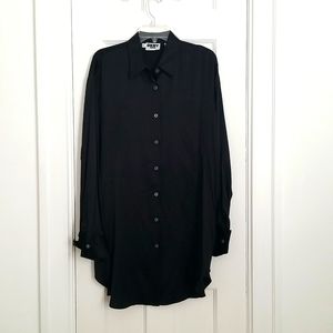 DKNY silk shirt. Size L. Black satin finish.